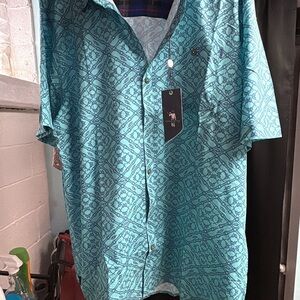 William Murray Golf Teal Patterned Casual Shirt